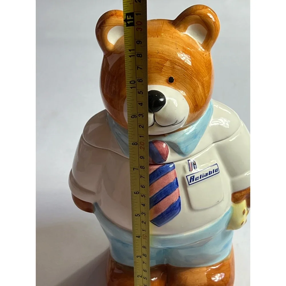 Mr Reliable Bear Cookie Jar Ceramic Handcrafted Professional‎ Bear Figurine